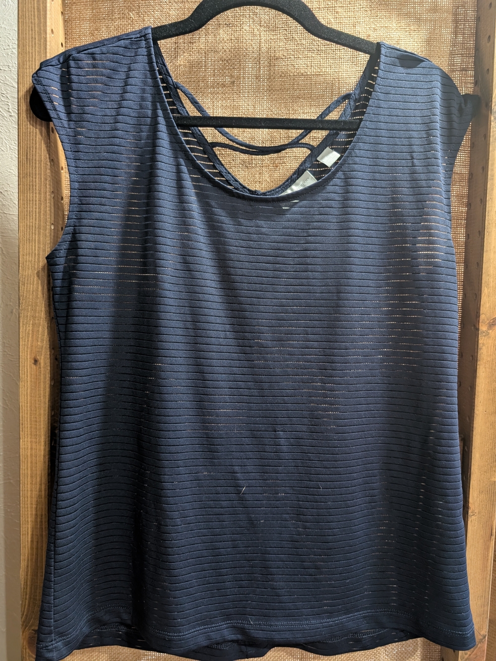 New York & Company Navy Strappy Back Sleeveless Tank